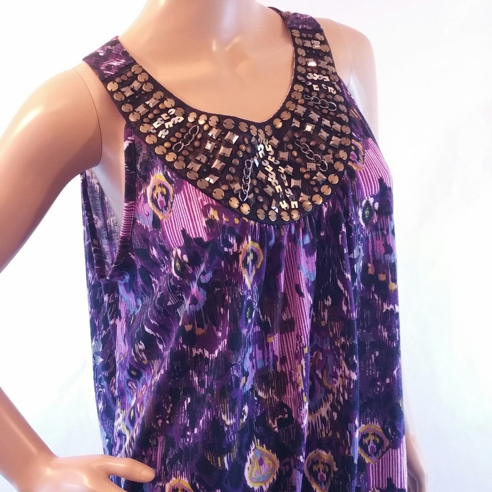 No Boundaries soft stretchy purple metallic tank